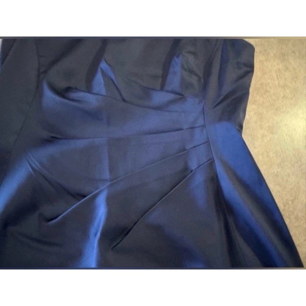 Lauren Ralph Lauren Navy Sheath Dress 💙 Classic Ruched Work Dress Size 10 - Picture 4 of 6